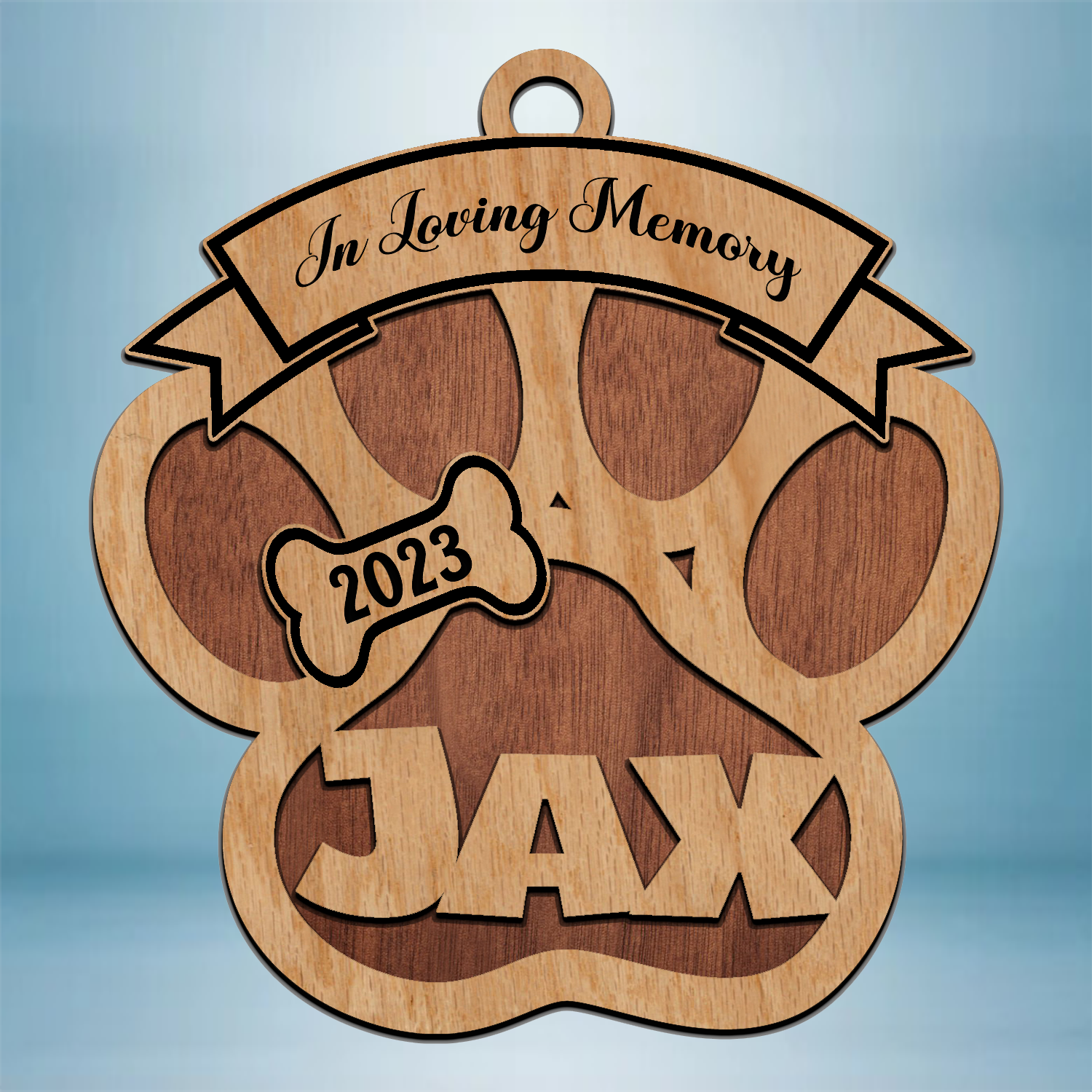 In Loving Memory memorial pet paw with custom name and date