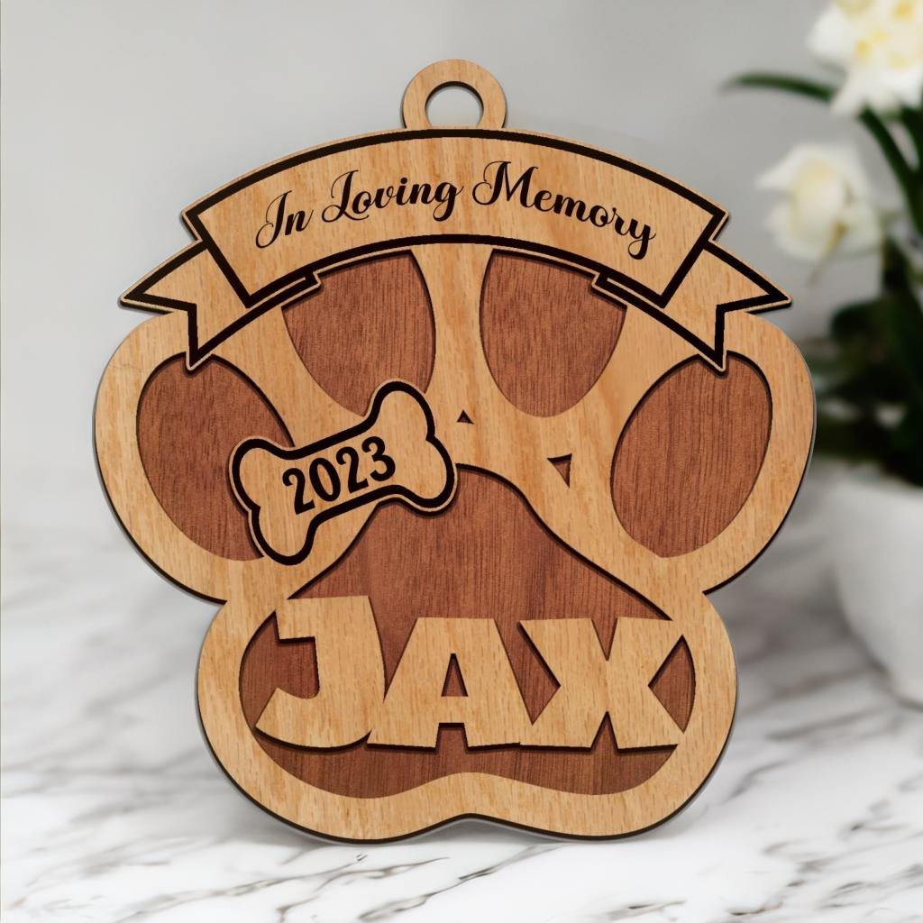 Laser Engraved "In Loving Memory" Memorial Pet Paw